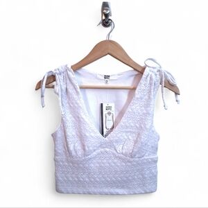 Madden NYC Crochet Top, White, Size Juniors XS